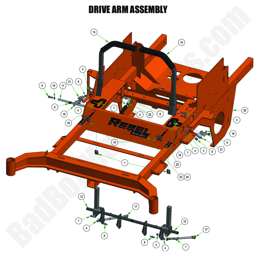 3434 - Bad Boy Mower Parts Lookup > 2024 > Rebel & Rebel X > Drive Arm Assembly
